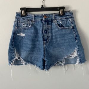 American Eagle High Wasted distressed denim shorts